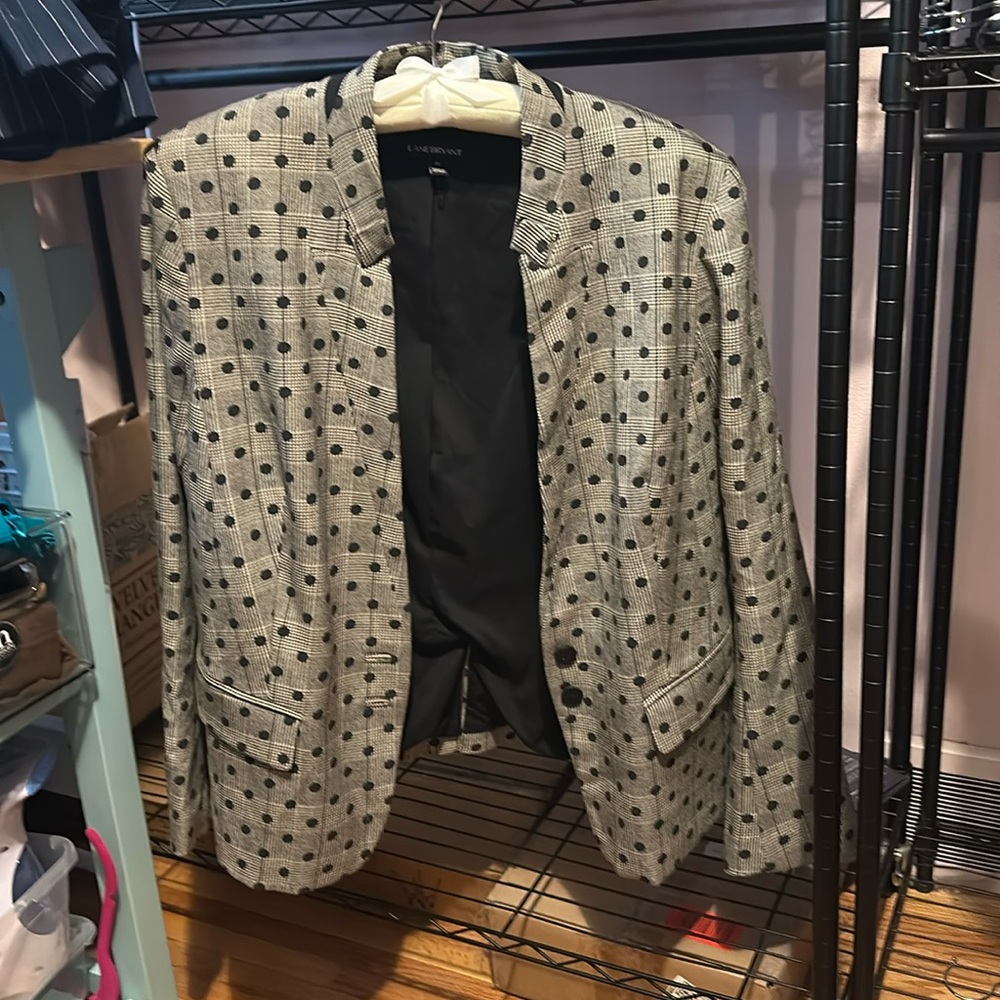 Lane Bryant Glen Plaid Polka Dot Blazer Jacket